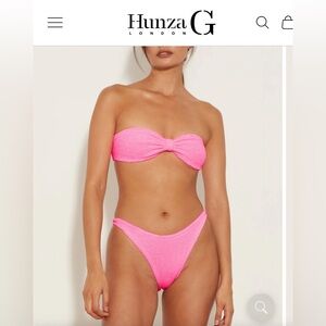 Hunza G pink strapless bikini top and bottom 👙